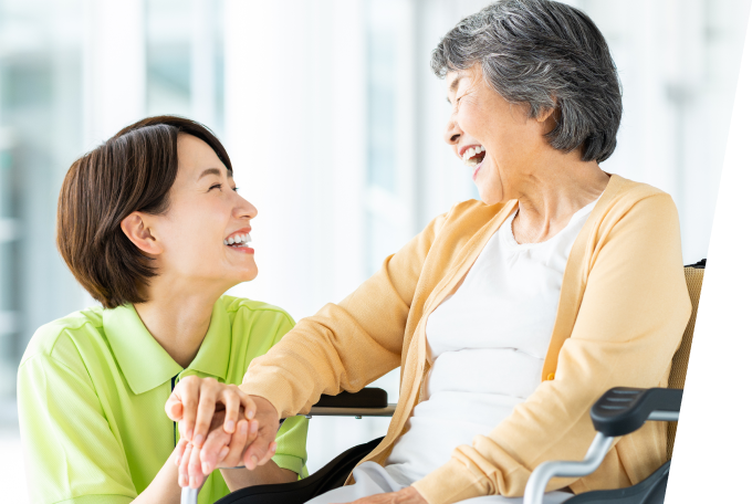 Care worker helping senior